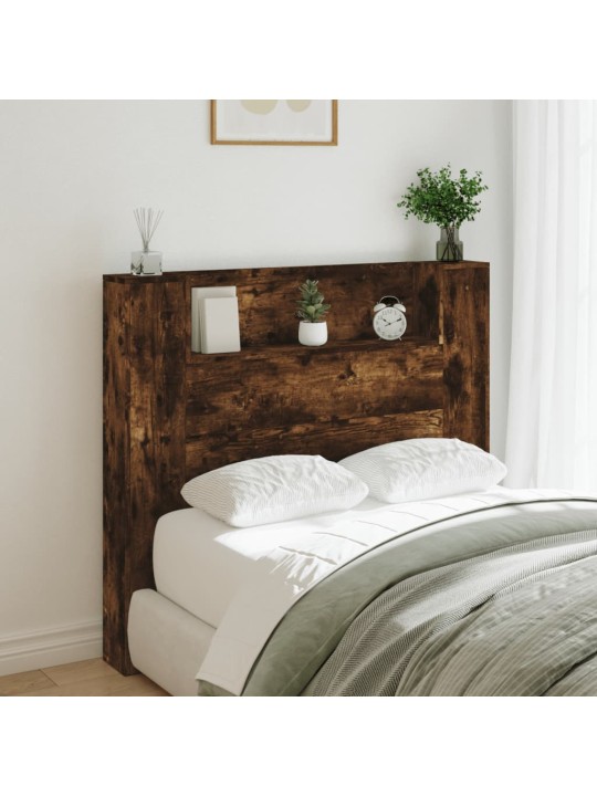 Čelo postele úložný prostor a led kouřový dub 120x16,5x103,5 cm