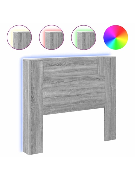 Čelo postele úložný prostor a led šedé sonoma 120x16,5x103,5 cm