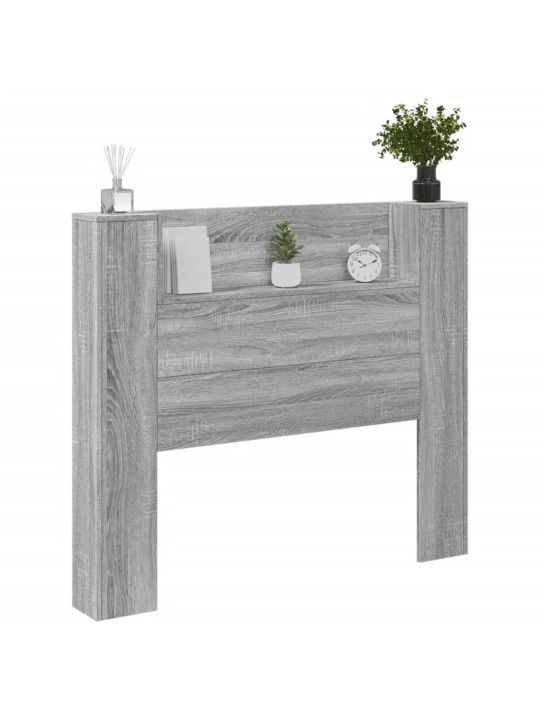 Čelo postele úložný prostor a led šedé sonoma 120x16,5x103,5 cm