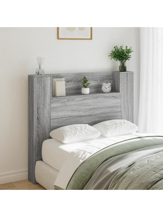 Čelo postele úložný prostor a led šedé sonoma 120x16,5x103,5 cm