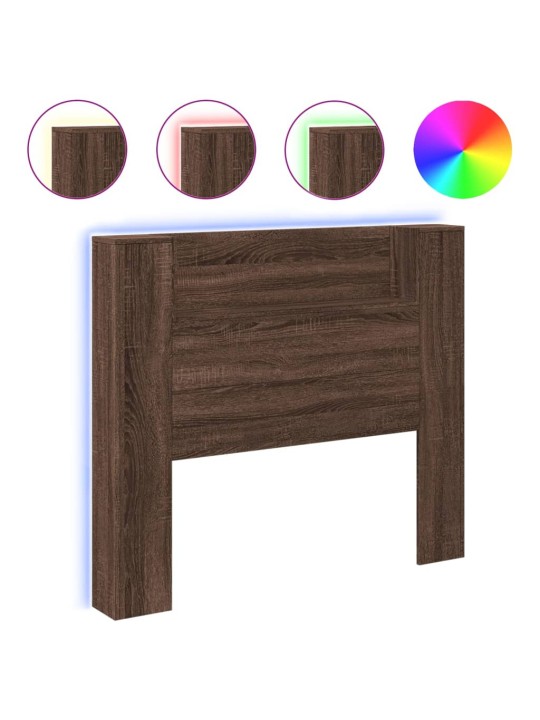 Čelo postele úložný prostor a led hnědý dub 120x16,5x103,5 cm