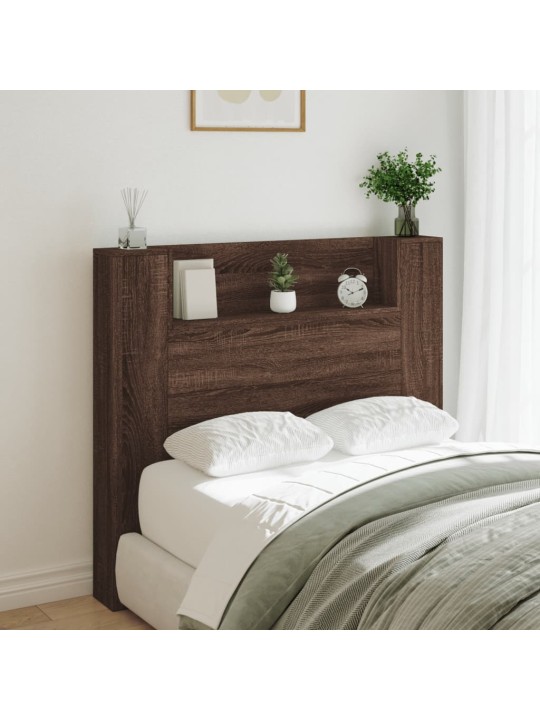 Čelo postele úložný prostor a led hnědý dub 120x16,5x103,5 cm