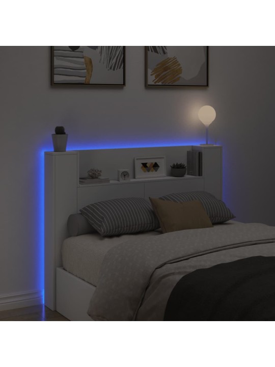 Čelo postele s úložným prostorem a LED bílé 140x16,5x103,5 cm