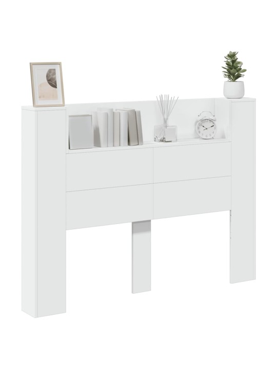 Čelo postele s úložným prostorem a LED bílé 140x16,5x103,5 cm