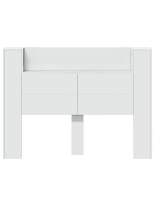 Čelo postele s úložným prostorem a LED bílé 140x16,5x103,5 cm