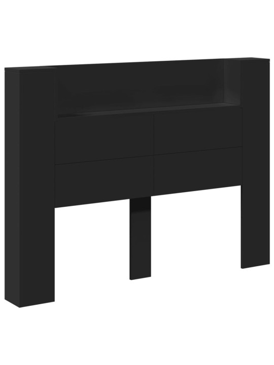 Čelo postele s úložným prostorem a LED černé 140x16,5x103,5 cm
