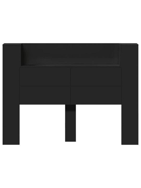 Čelo postele s úložným prostorem a LED černé 140x16,5x103,5 cm