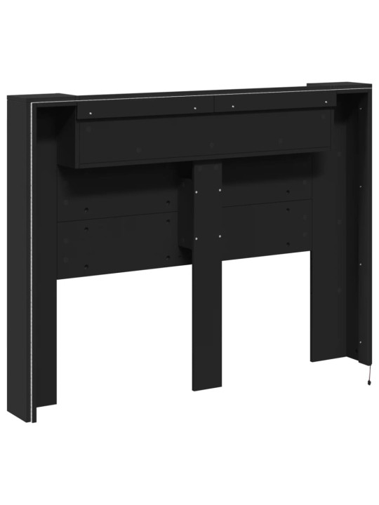 Čelo postele s úložným prostorem a LED černé 140x16,5x103,5 cm