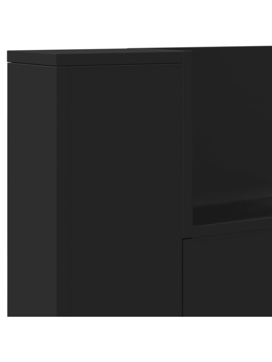 Čelo postele s úložným prostorem a LED černé 140x16,5x103,5 cm