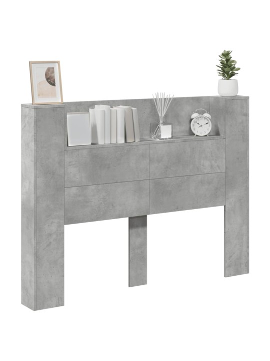 Čelo postele úložný prostor LED betonově šedé 140x16,5x103,5 cm