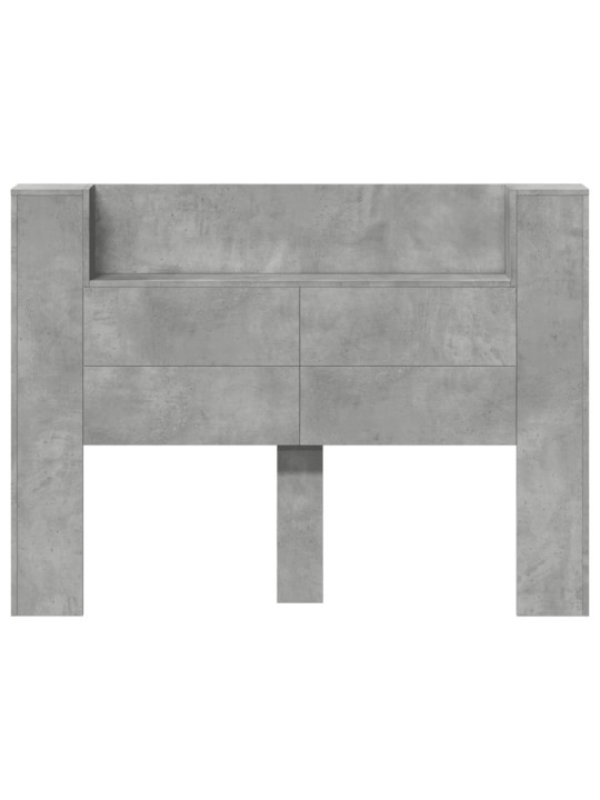 Čelo postele úložný prostor LED betonově šedé 140x16,5x103,5 cm