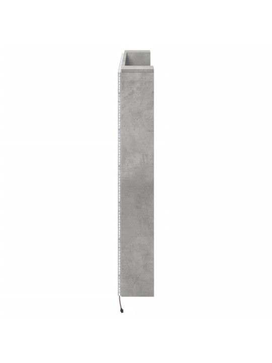 Čelo postele úložný prostor LED betonově šedé 140x16,5x103,5 cm