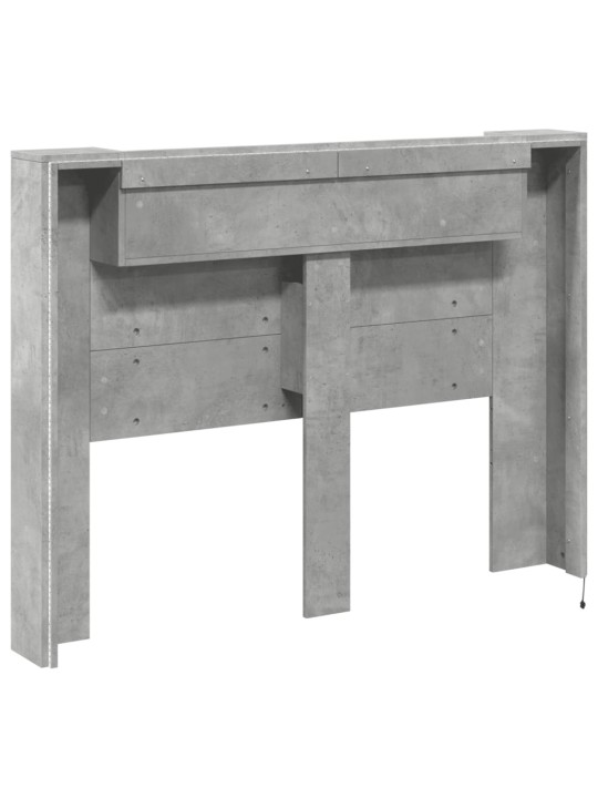 Čelo postele úložný prostor LED betonově šedé 140x16,5x103,5 cm