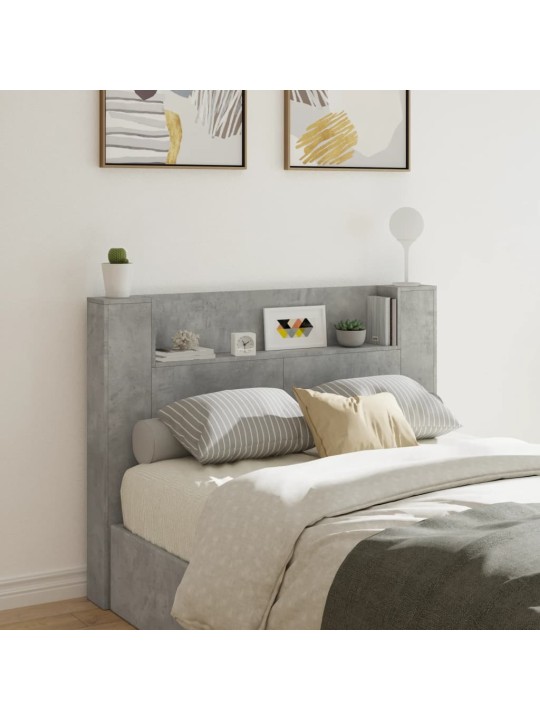 Čelo postele úložný prostor LED betonově šedé 140x16,5x103,5 cm