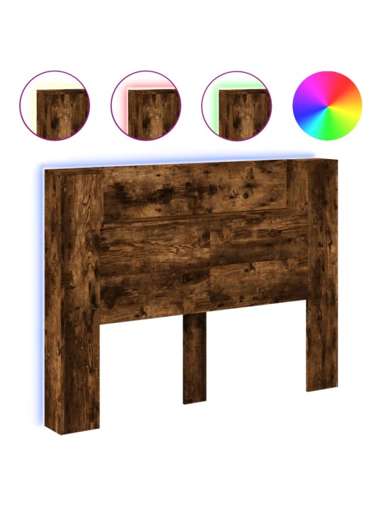 Čelo postele úložný prostor a led kouřový dub 140x16,5x103,5 cm