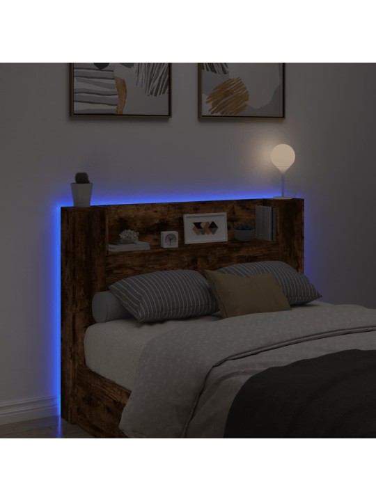 Čelo postele úložný prostor a led kouřový dub 140x16,5x103,5 cm