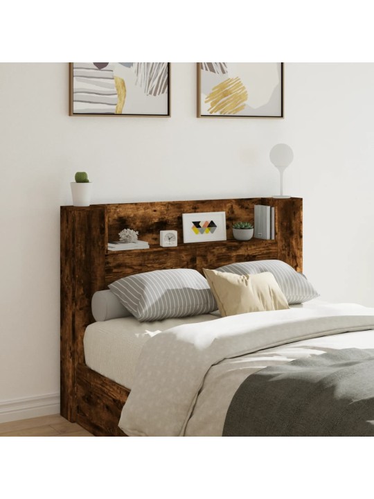 Čelo postele úložný prostor a led kouřový dub 140x16,5x103,5 cm