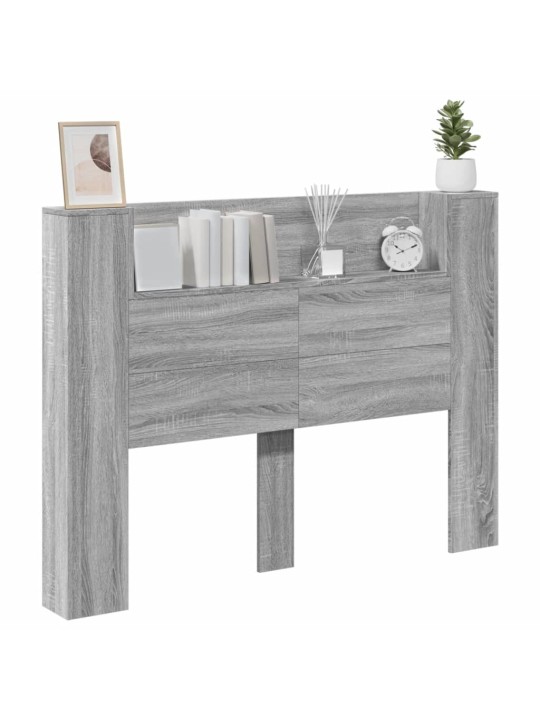 Čelo postele úložný prostor a led šedé sonoma 140x16,5x103,5 cm