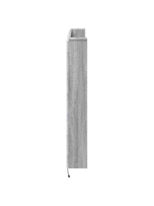 Čelo postele úložný prostor a led šedé sonoma 140x16,5x103,5 cm