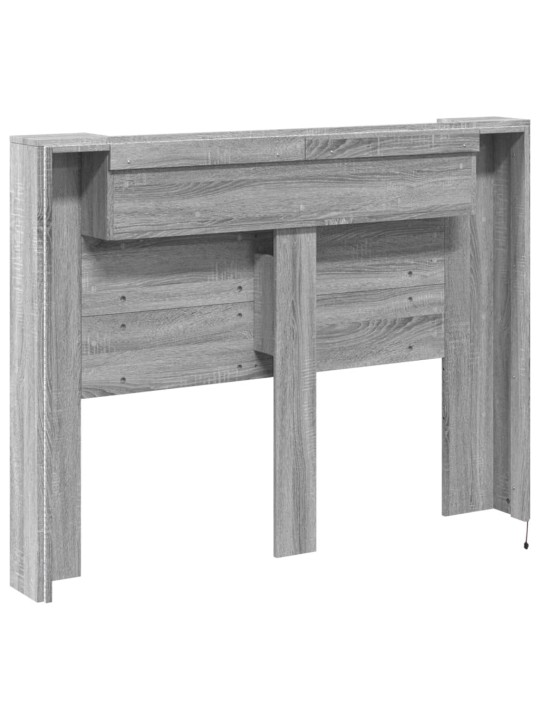Čelo postele úložný prostor a led šedé sonoma 140x16,5x103,5 cm