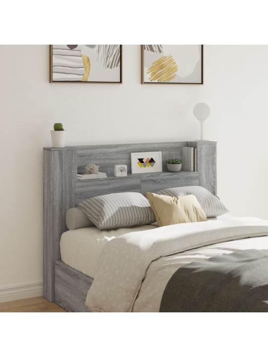 Čelo postele úložný prostor a led šedé sonoma 140x16,5x103,5 cm