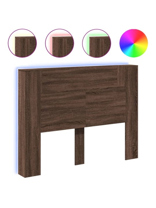 Čelo postele úložný prostor a led hnědý dub 140x16,5x103,5 cm