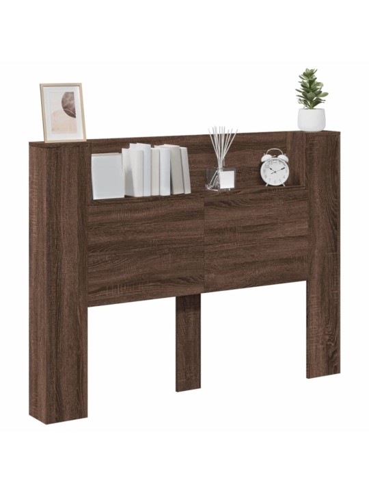 Čelo postele úložný prostor a led hnědý dub 140x16,5x103,5 cm