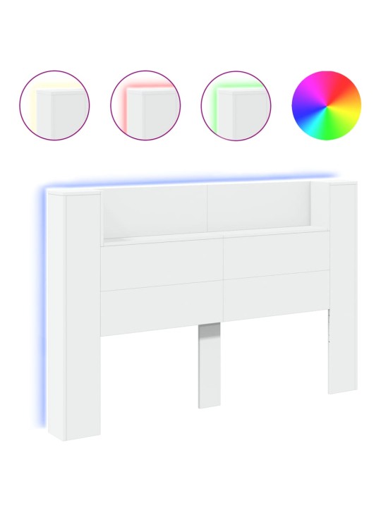 Čelo postele s úložným prostorem a LED bílé 160x16,5x103,5 cm