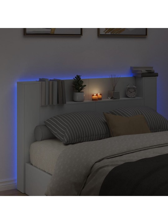 Čelo postele s úložným prostorem a LED bílé 160x16,5x103,5 cm