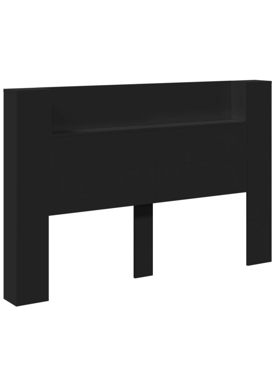Čelo postele s úložným prostorem a LED černé 160x16,5x103,5 cm