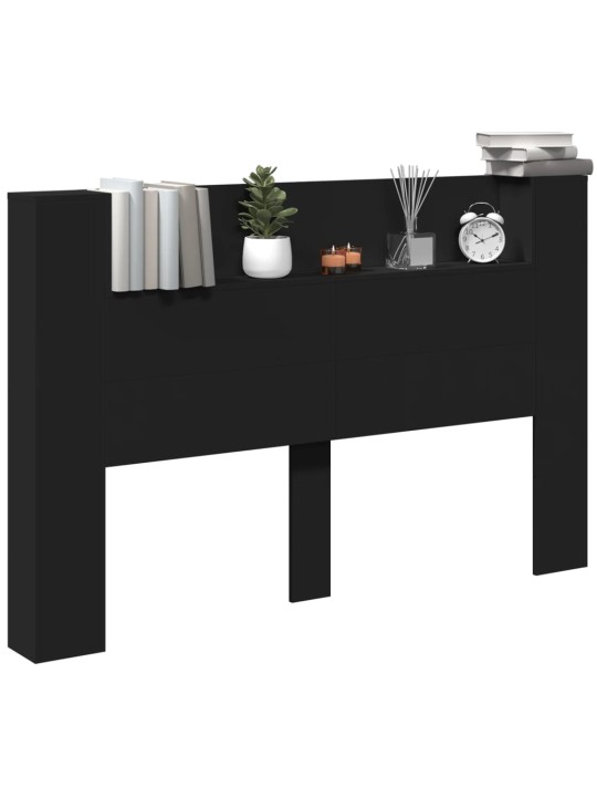 Čelo postele s úložným prostorem a LED černé 160x16,5x103,5 cm