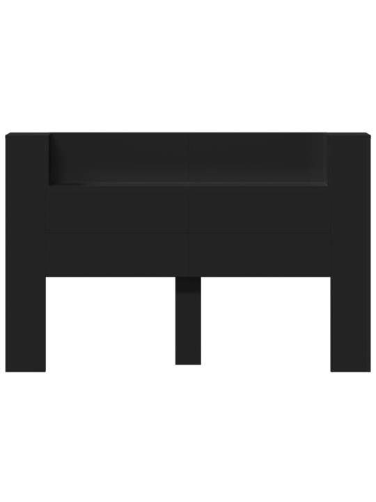 Čelo postele s úložným prostorem a LED černé 160x16,5x103,5 cm