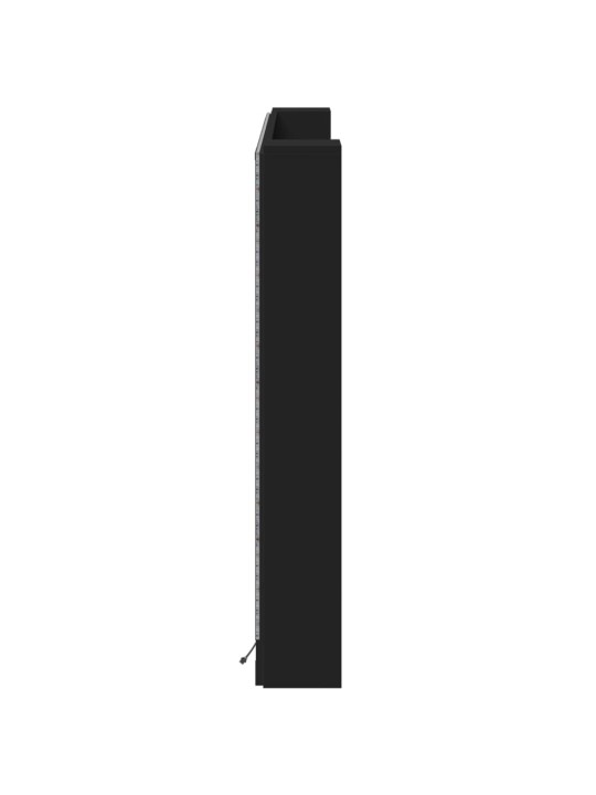Čelo postele s úložným prostorem a LED černé 160x16,5x103,5 cm