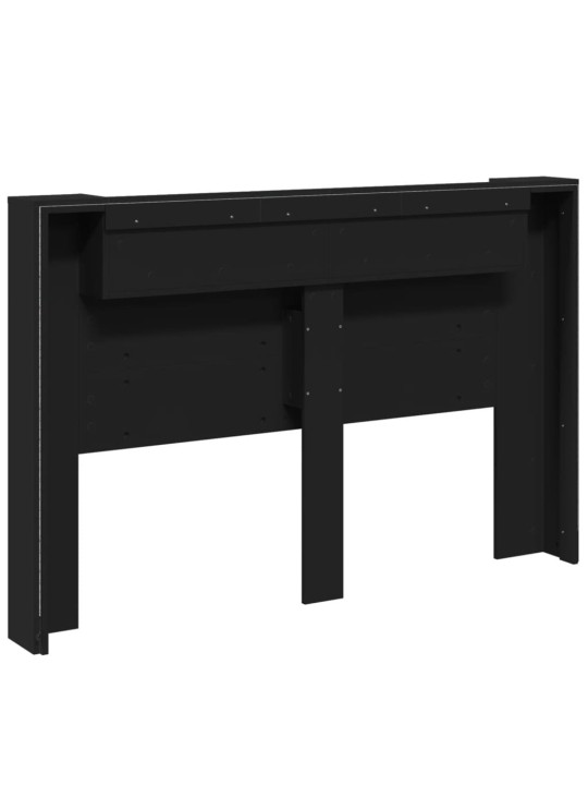 Čelo postele s úložným prostorem a LED černé 160x16,5x103,5 cm