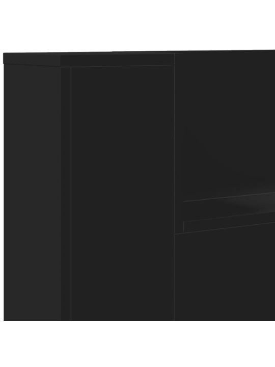 Čelo postele s úložným prostorem a LED černé 160x16,5x103,5 cm