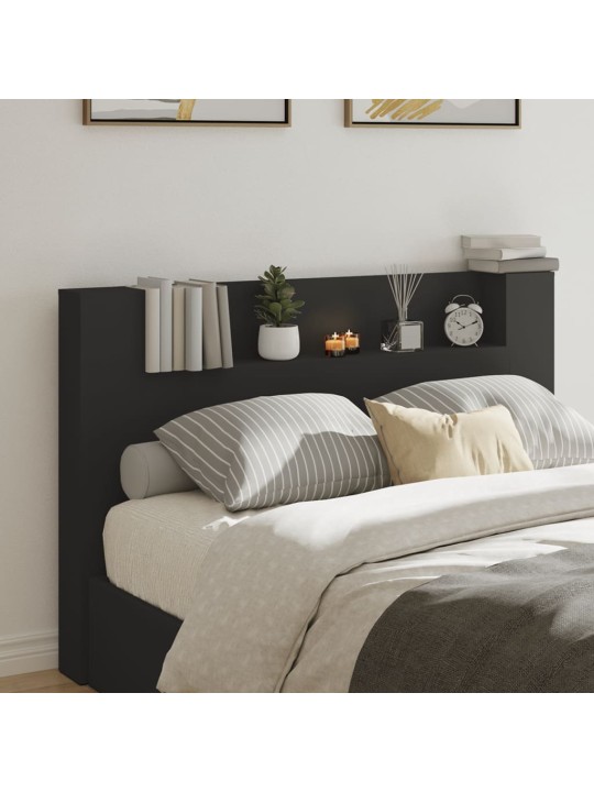 Čelo postele s úložným prostorem a LED černé 160x16,5x103,5 cm