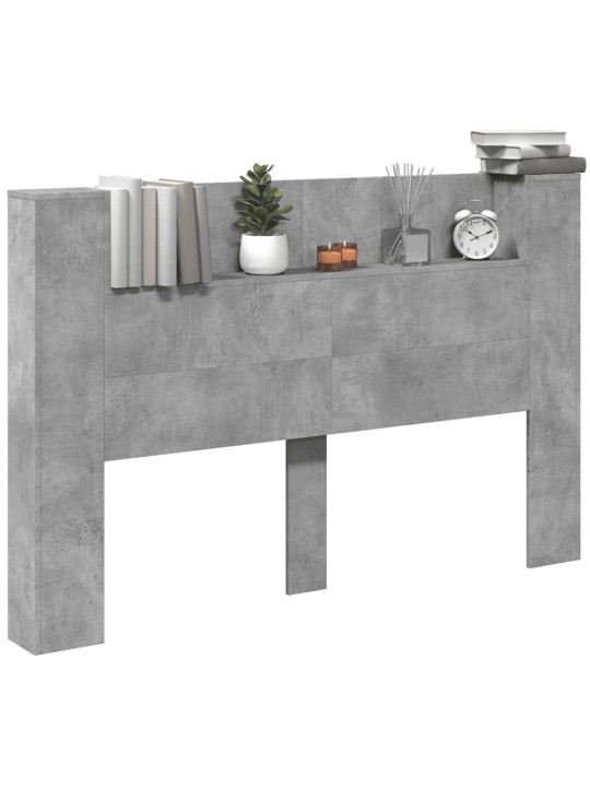 Čelo postele úložný prostor LED betonově šedé 160x16,5x103,5 cm