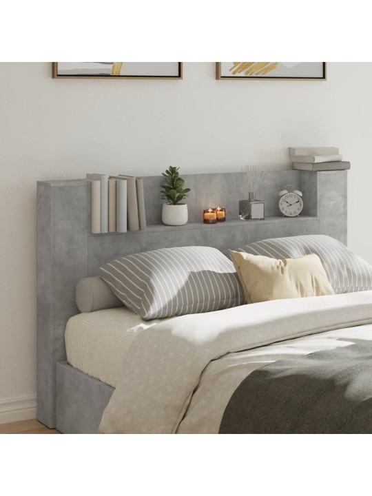 Čelo postele úložný prostor LED betonově šedé 160x16,5x103,5 cm