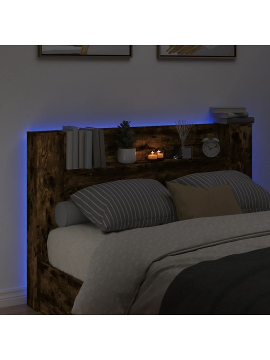 Čelo postele úložný prostor a led kouřový dub 160x16,5x103,5 cm