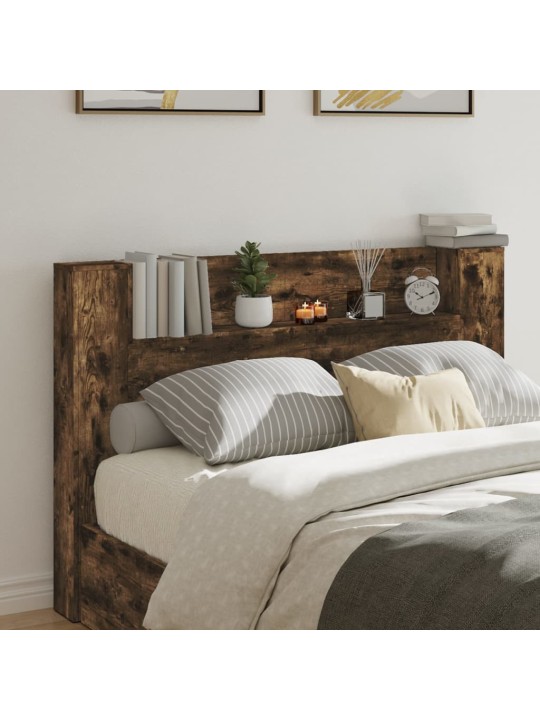 Čelo postele úložný prostor a led kouřový dub 160x16,5x103,5 cm