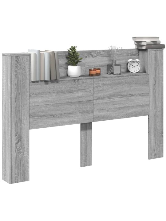 Čelo postele úložný prostor a led šedé sonoma 160x16,5x103,5 cm