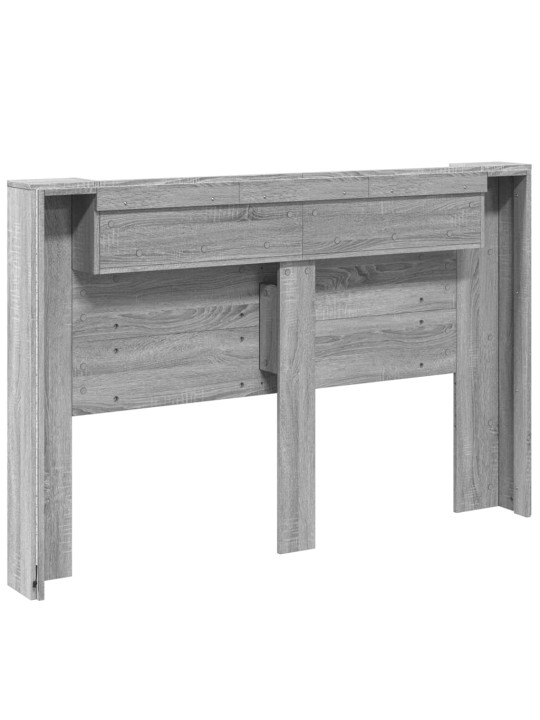 Čelo postele úložný prostor a led šedé sonoma 160x16,5x103,5 cm