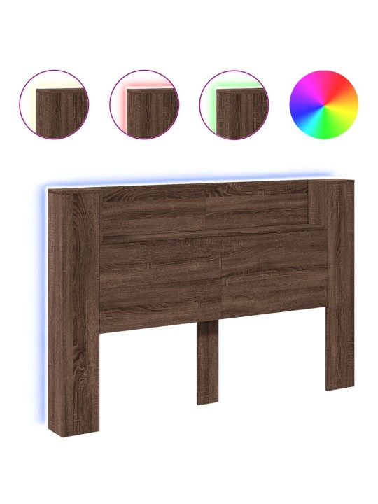 Čelo postele úložný prostor a led hnědý dub 160x16,5x103,5 cm
