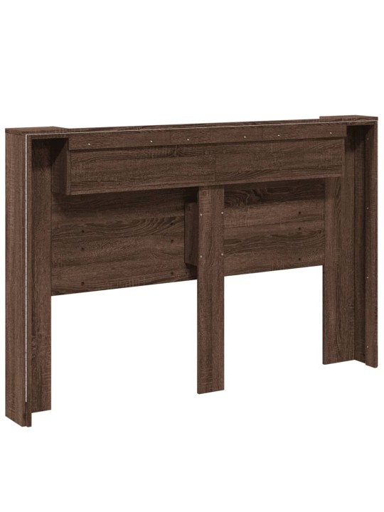 Čelo postele úložný prostor a led hnědý dub 160x16,5x103,5 cm