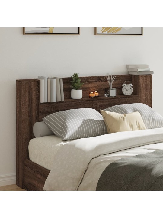 Čelo postele úložný prostor a led hnědý dub 160x16,5x103,5 cm