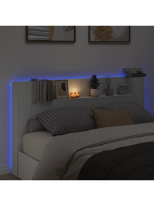 Čelo postele s úložným prostorem a LED bílé 180x16,5x103,5 cm