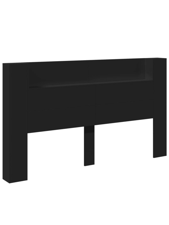 Čelo postele s úložným prostorem a LED černé 180x16,5x103,5 cm