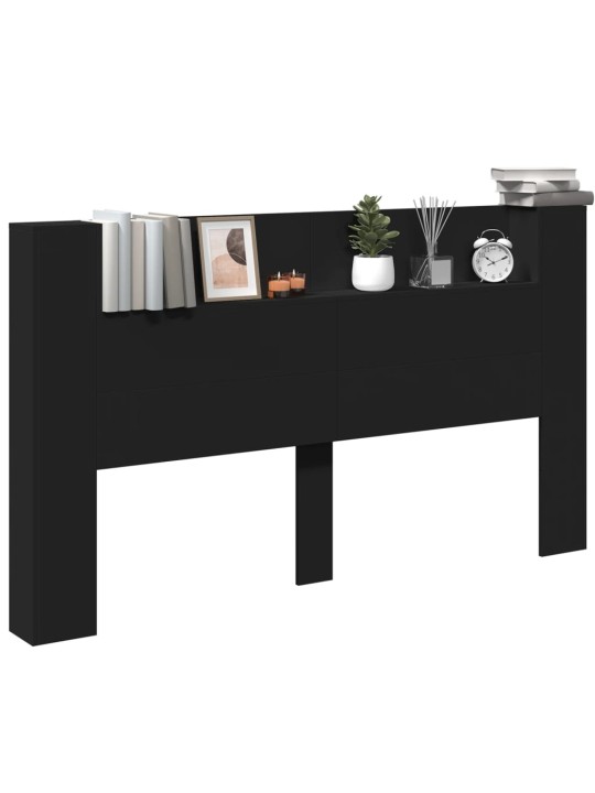 Čelo postele s úložným prostorem a LED černé 180x16,5x103,5 cm
