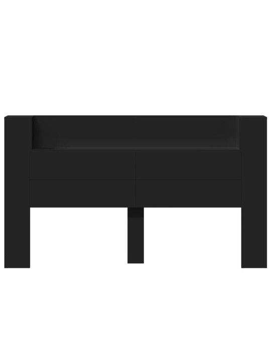 Čelo postele s úložným prostorem a LED černé 180x16,5x103,5 cm