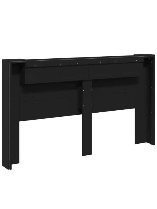Čelo postele s úložným prostorem a LED černé 180x16,5x103,5 cm